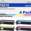 TN210 Toner Cartridge Compatible for Brother TN-210 Work with MFC-9325CW MFC-9125CN HL-3070CW MFC-9320CW HL-3070CW MFC-9120CN Printer (1 Black, 1 Cyan, 1 Magenta, 1 Yelllow, 4 Pack)