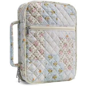 WOBAGMEN Bible Cover Case for Women,Large Bible Tote Bags Organizer Quilted Carrying Case for Girls,Bible Study Supplies Accessories Christian Gifts for Women, size 22*29*7.5cm