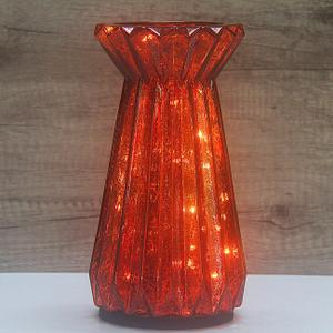Mercury Glass Pillar Candle Pedestal Holders with Fairy Lights, Lighted up Candle Holder for Pillar Candle, Candlestick Holders with Timer for Wedding Home Dining Table Xmas (Red)