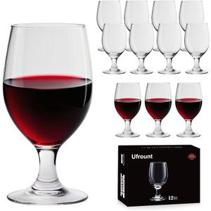 13 OZ Red&White Wine Glasses,Clear Water Goblets Set of 12,Multi-purpose Water Goblet Glasses Dessert Port Short Stemmed Drinking Glass for Party,Wedding,Home Bar
