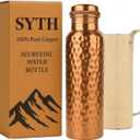 SYTH 100% Pure Copper Water Bottle With carrying Canvas Bag|Lab-Tested|34 OZ Leakproof, Handcrafted Ayurvedic Copper Vessel for Health, Pure copper water bottle for drinking (Copper Bottle With bag)