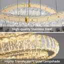 HAIXIANG 3 Rings LED Chandelier Modern Dimmable Dining Room Chanderliers Entryway Crystal Pendant Lights for Kitchen Bedroom Living Room Gold Light