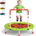 Premium 3FT Foldable Toddler Trampoline for Kids Ages 3-6, 36 Inch ASTM Certified Mini Trampoline with Adjustable Handle, 100 lbs Capacity, Quiet Elastic Bands, Safe for Indoor Outdoor Use