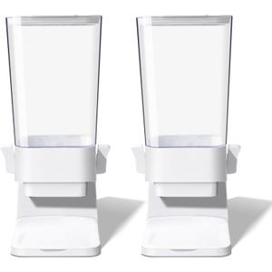 Cereal Dispenser Countertop, 5L Cereal Containers Storage Dispenser for Pantry, Large Dry Food Cereal Dispenser, Not Easy to Crush Cereal, Can Hold Oatmeal, Snack, Grain, Pet Food (White, 2Pc)