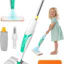 Kids Spray Mop Toy Toddler Cleaning Set with Real Water Sprayer, Microfiber Mop Pads & Scraper Pretend Play Montessori Cleaning Toys Gift for Preschool Toddlers Kids Boys and Girls