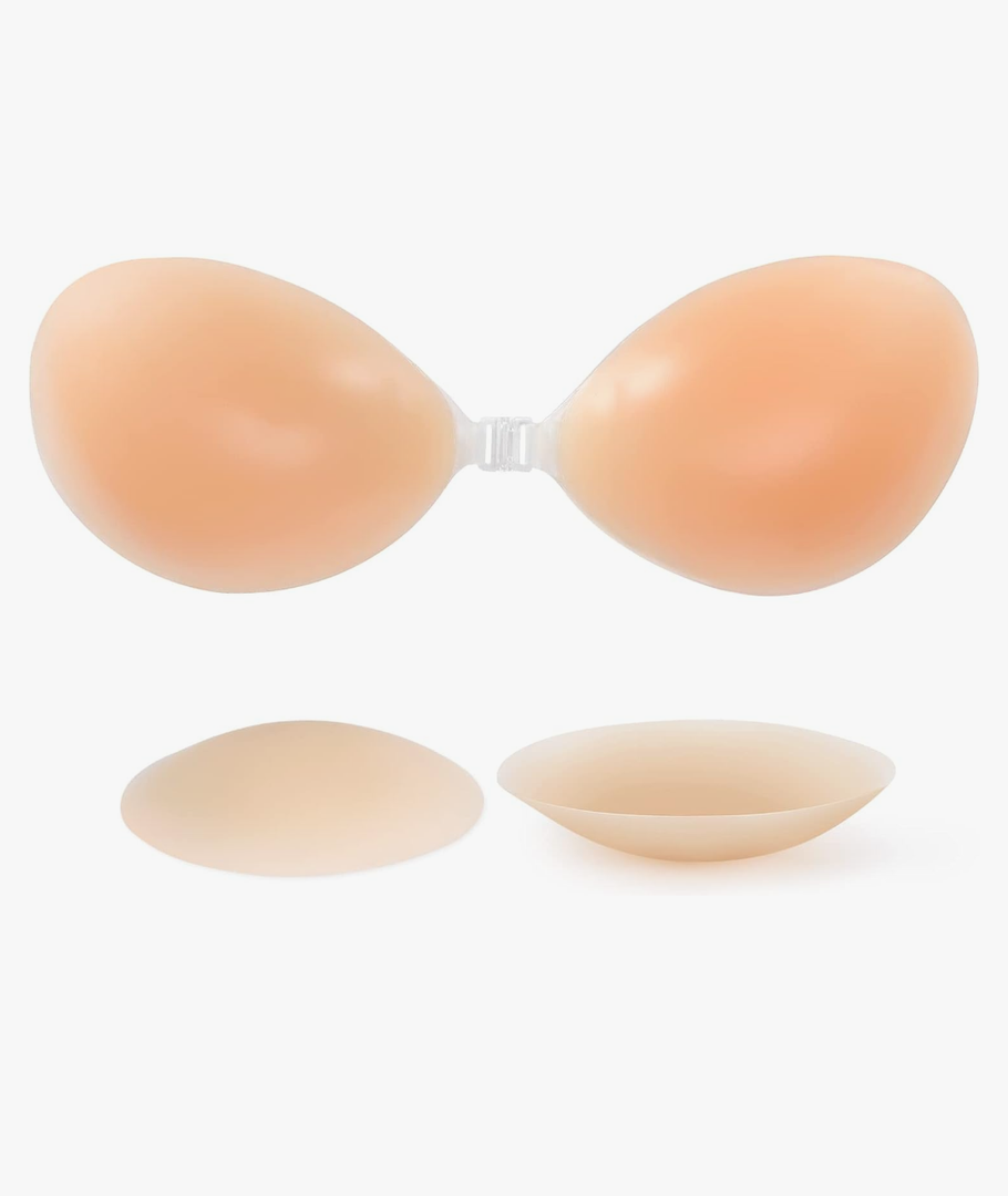 RELIRELIA Women's Sticky Self Adhesive Invisible Strapless Reusable Silicone Push Up Backless Bra,B