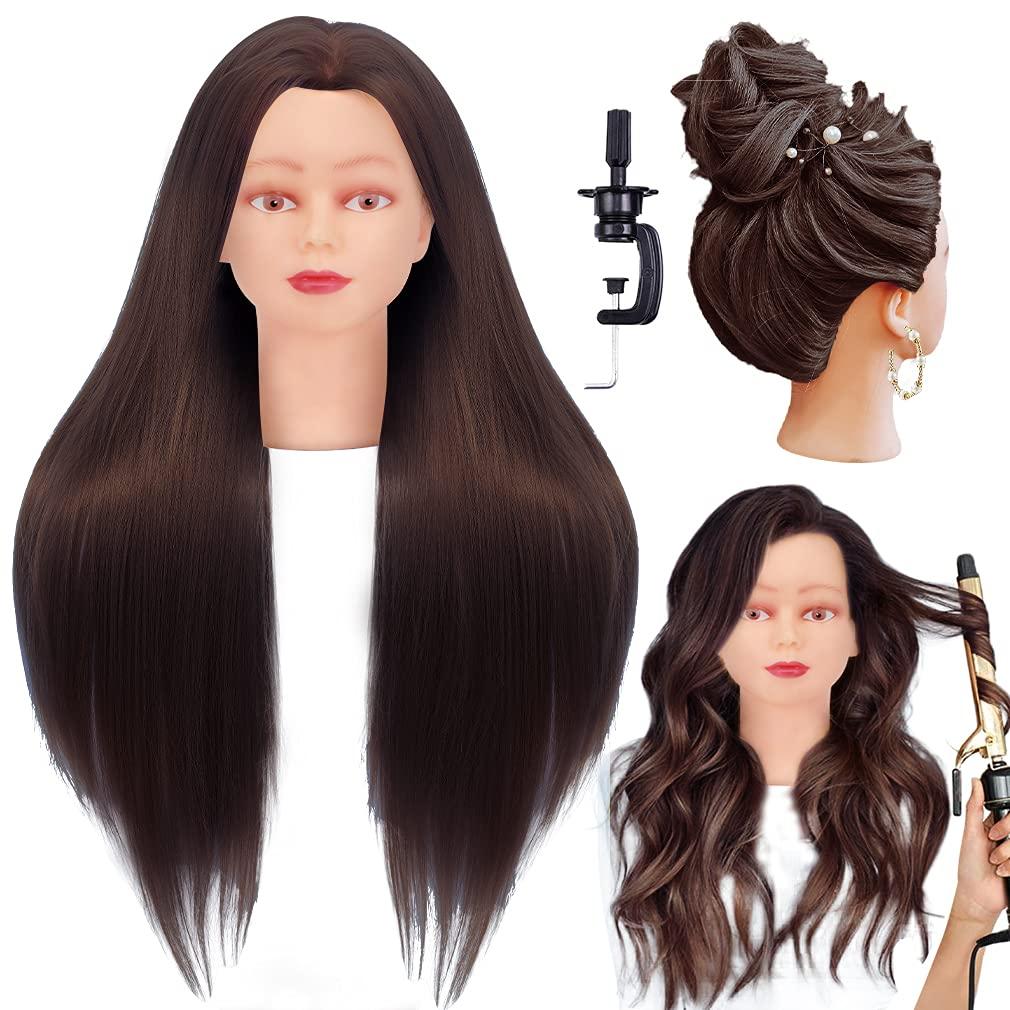 Cosmetology Mannequin Head with Synthetic Hair and Adjustable Stand 26-28 Blonde for Braiding Hair Styling Training Hairart Hairdressing Salon Display