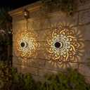 Decorative Solar Mandala Lights, Solar Mandala Lights Outdoor, Mandala Theme Waterproof Fence Light for Garden Post Patio Backyard Yard Decor (2PCS, Warm White