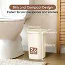 CEROELDA 3 Pack Bathroom Trash Can with Lid, 10L/2.6 Gal Small Garbage Can with Press Top Lid, Slim Plastic Waste Basket for Toilet, Office, Bedroom (Beige)
