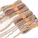 9 Rolls Burlap Lace Ribbon Trim, 18 Meters Jute Craft Ribbon, Vintage Burlap Ribbons for DIY Sewing, Rustic Wedding Decorations, Gift Wrapping, Party Supplies, Crafts and Home Decoration