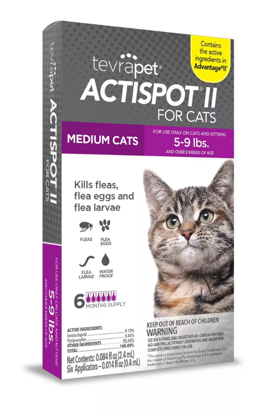 Tevra Pet Actispot II Flea Prevention for Cats - 6 Doses, 4 Pack