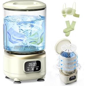 2L Mini Washing Machine, Portable Underwear Washer with 3 Modes (5-Min Wash, 5-Min Rinse, 3-Min Spin), Leakproof & Detachable Design, Drain Hose, Deep Cleaning for Underwear, Socks & Baby Items