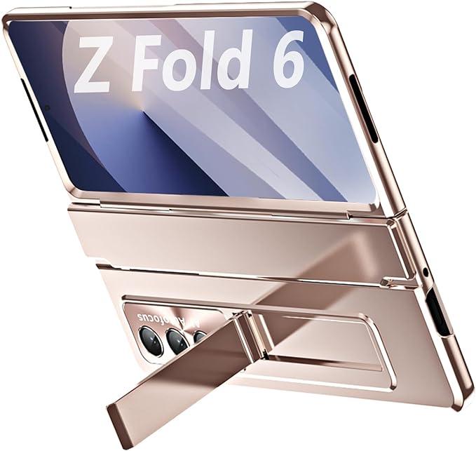 for Galaxy Z Fold6 Case,with Buit-in Screen Protector, Rugged Hinge Protection, Camera len Cover, Full Body Protective Phone Case for Samsung Z Fold 6, Pink Gold