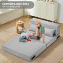 SUYOLS Folding Sofa Bed with Pillows- Convertible Chair Floor Couch & Sleeping Mattress, Foldable Memory Foam Sleeper for Living Room/Dorm/Guest Room/Home Office/Apartment/Loft, Twin, Light Gray