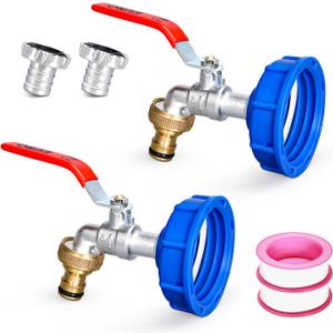 IBC Tote Tank Adapter Faucet, 275-330 Gallon Tote Water Tank Adapter Coarse Thread S60X6 Outlet 3/4" GHT Male Adapter Fitting (Blue)