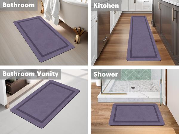 chakme Bathroom Mat Rugs 24x16, Ultra Thin Magic Mat Bathroom Rug Non Slip Bath Rugs Quick Dry Absorbent Bath Mats for Bathroom Floor, (Purple, 24"x16")