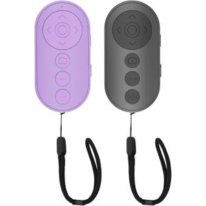 Remote Control for TikTok, Wireless Remote Camera Control Shutter with Zoom for iPhone, Front Rear Camera Switch, Page Turner for E-Book APP, Phone Remote, Scrolling Ring for TIK Tok (Black/Purple)