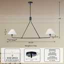 46-Inch Black Modern Linear Chandelier 2-Light, 46.25"w x 5"d x 20"–63"h