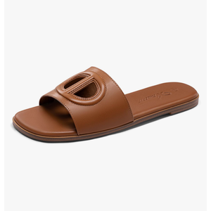 Athlefit Women's Flat Sandals Square Open Toe Comfortable Slip On Summer Beach Slide Sandals Size 9