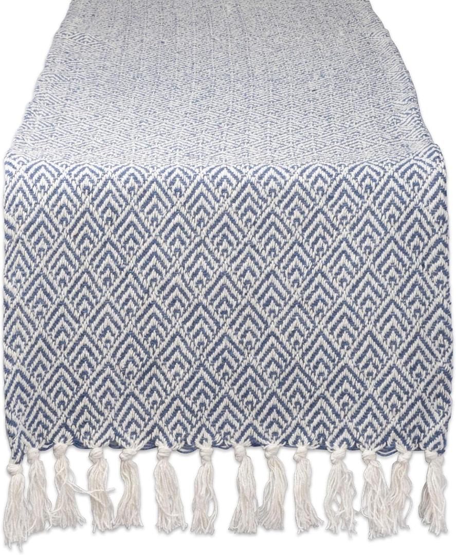 DII Braided Farmhouse Table Runner, 15 x 72 inches, 1-Piece, French Blue