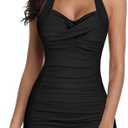 American Trends One Piece Bathing Suit for Women Vinatge Womens Swimsuits Tummy Control Athletic Rerto Womens Swimwear, 3XL