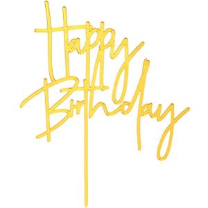 Gold DIY Happy birthday Cake Topper Acrylic Happy Birthday Cake Sign Party Decorations Supplies(Gold 1)