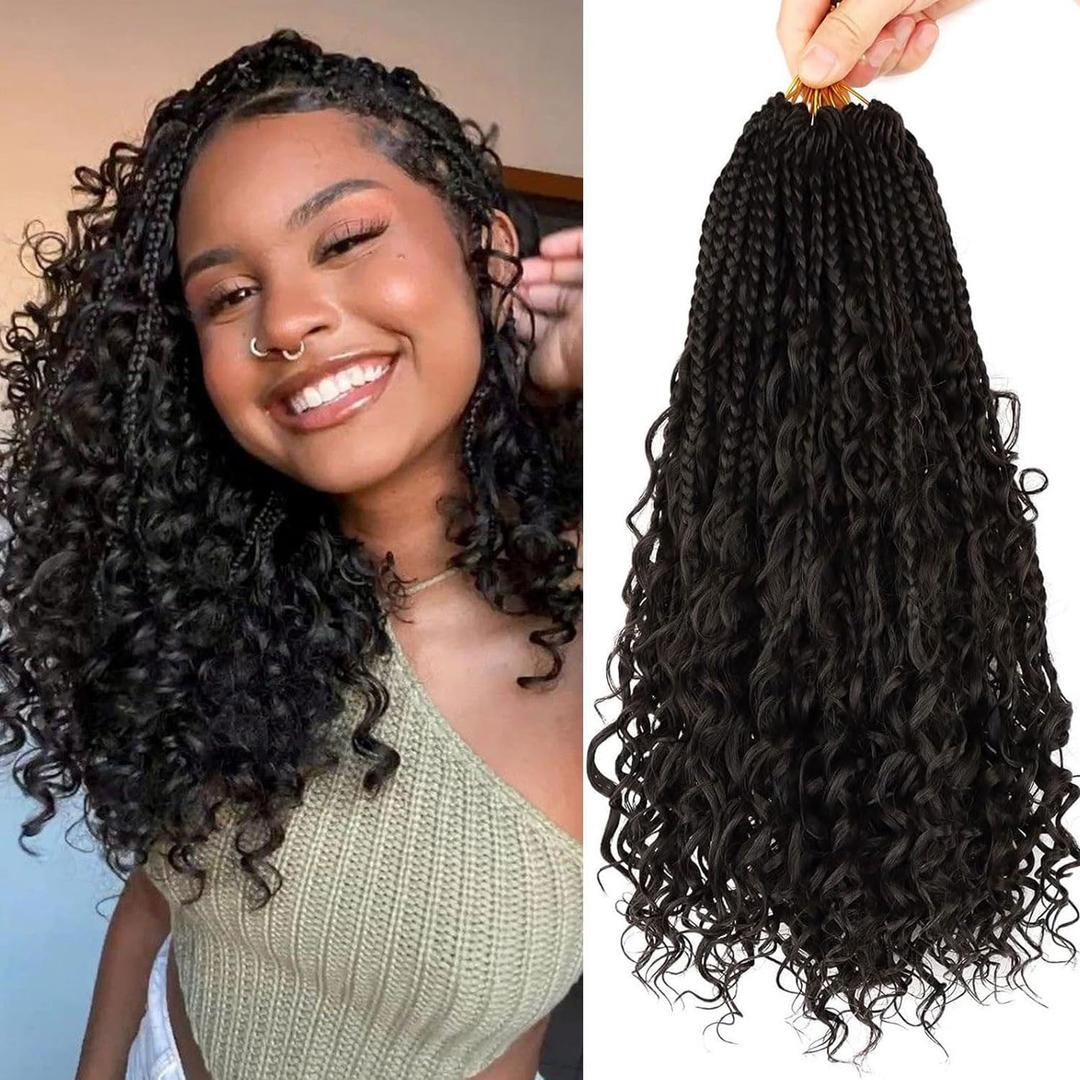 14 Inch Goddess Box Braids Crochet Hair for Black Women 8 Packs Crochet Box Braids Pre-looped Boho Box Braids Crochet Braids Synthetic Braiding Hair Extension #2