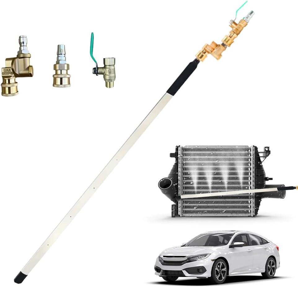 Radiator Cleaning Wand,2025 New Pressure Washer Wand, 24'' Durable Stainless Steel Cleaning Wand, Multi-use Radiator Flush Tool for Home and Car, Car Radiator Cleaner for Professionals (With Switch)