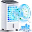 Portable Windowless Air Conditioners w/4 Modes & 3 Spds, 4-in-1 Evaporative Air Cooler w/Remote, 4 Ice Packs, 120Oscillation, 12H Timer, Swamp Cooler for Indoor Room Office