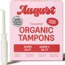 August Organic Tampons, 72-Pack Super & Super+ Non-Toxic Tampons for Women