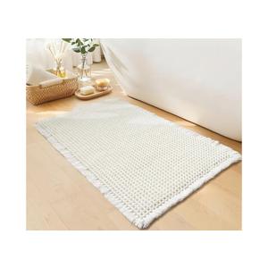 White Bathroom Rugs, Waffle Bath Mat Non Slip Washable, Super Absorbent & Quick Dry, Small Boho Bath Mat Farmhouse Bathroom Decor, 18'' x 30'', White