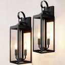 OKELI 17.6" 2-Pack Outdoor Wall Light Fixture, Large Exterior Porch Lighting 2-Light Farmhouse Outside Lantern Lights with Clear Glass Waterproof Wall Sconces Lamp for House Garage