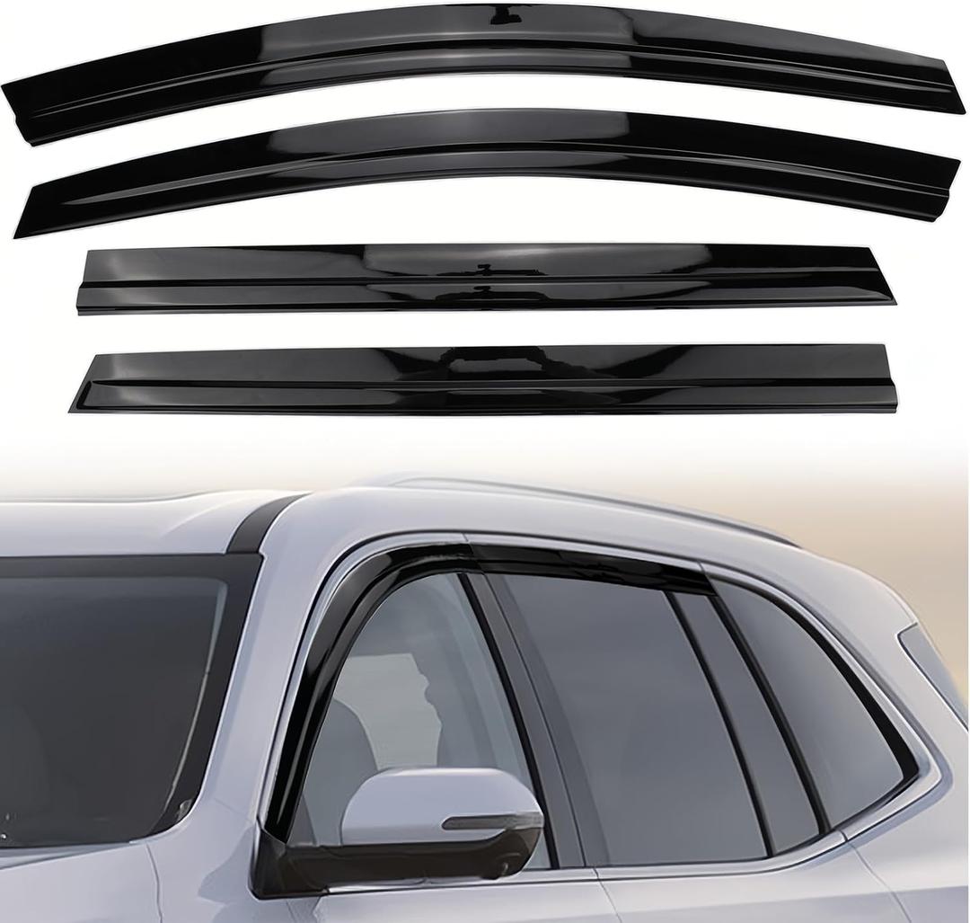 Tape-On Low Profile Window Visors Rain Guards for 2025 Buick Enclave & 2024 2025 GMC Acadia, Window Deflectors, Reduce Wind Noise & Weather Protection (4 Pcs)