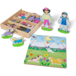 Melissa & Doug Best Friends Magnetic Dress-Up Wooden Dolls Pretend Play Set (78 pcs)