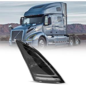 Front Headlight Compatible with 2018+ Volvo VNR Black Reflective LED Headlight with DRL with LED Control Module,Left Side
