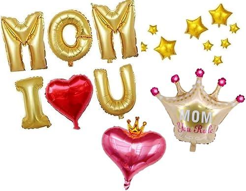 Pack of 2, HAPPY MOTHER'S DAY Aluminum Foil Balloon Set 32 Inches Letter Balloon Decoration for Mother's Day Party (MOM-LOVE-U)