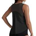 Clbort Women's Workout Tank Tops - Mesh Back Sleeveless Shirts, 4-Way Stretch Loose Fit Athletic Tops for Gym Yoga Running Black, XL