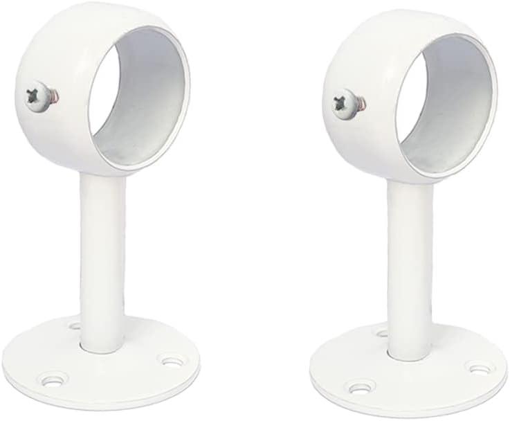 White Edition Stainless Steel Wardrobe Pipe, Closet Lever Support Rod Holder Socket Bracket (1-1/4 INCH 2 PACK)