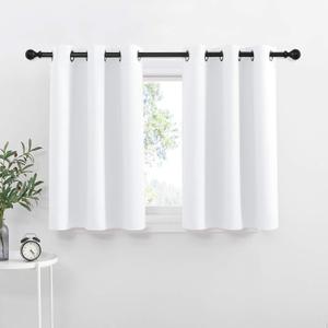 NICETOWN Small Window Curtain Panels - Pure White Elegant Home Decor Grommet Design Short Solid Curtain Kitchen Panels for Home Decor (White, 42W by 36L 1.2 Inches Header, 2 Pieces) (42"W x 36"L (Pack of 2))