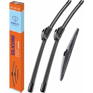 Silicone Windshield Wiper Blades with Rear Wiper Blade for Toyota Rav4 2013-2018 Hyundai Kona 2018-2022 Automotive Replacement Windshield Wipers for My Car - 26"+16"+10" (Set of 3)
