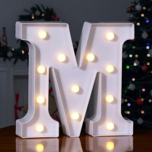Foaky LED Letter Lights Sign Marquee Light Up Letters Sign for Night Light Wedding/Birthday Party Battery Powered Christmas Lamp Home Bar Decoration(M Sign)