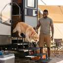 Dog Steps for Car Truck SUV,Travel Portable Foldable 5-Steps Non-Slip Dog Car Stairs,Stairs for Pet to Get in Car-Supports Up to 200 Lbs
