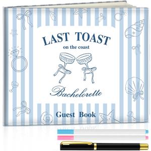 Patelai Bachelorette Party Guest Book Last Toast on the Coast Photo Album Scrapbook, 8.7 x 7.1 Inches for Bridal Shower Keepsake Sign in Book with Pen, 56 Sheets
