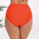 Halcurt Women's High Waisted Swim Bottoms (Available in Plus) Full Coverage Bikini Swimsuit Bottoms (Orange, M)