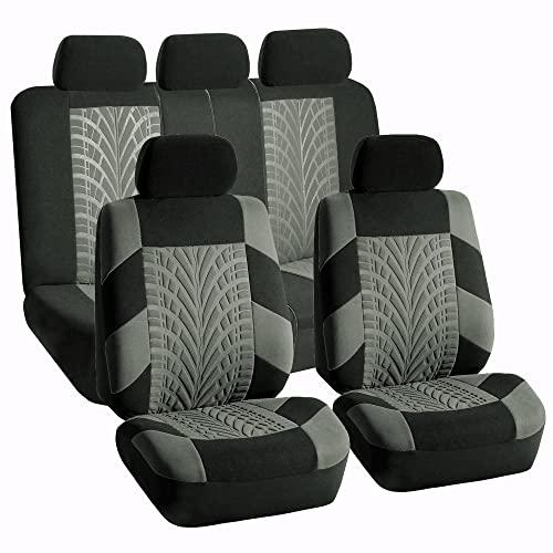 FH Group Full Set Travel Master Car Seat Covers, Airbag and Split Rear Car Seat Cover Universal Fit Interior Accessories for Cars Trucks SUV, Automotive Seat Covers, Gray