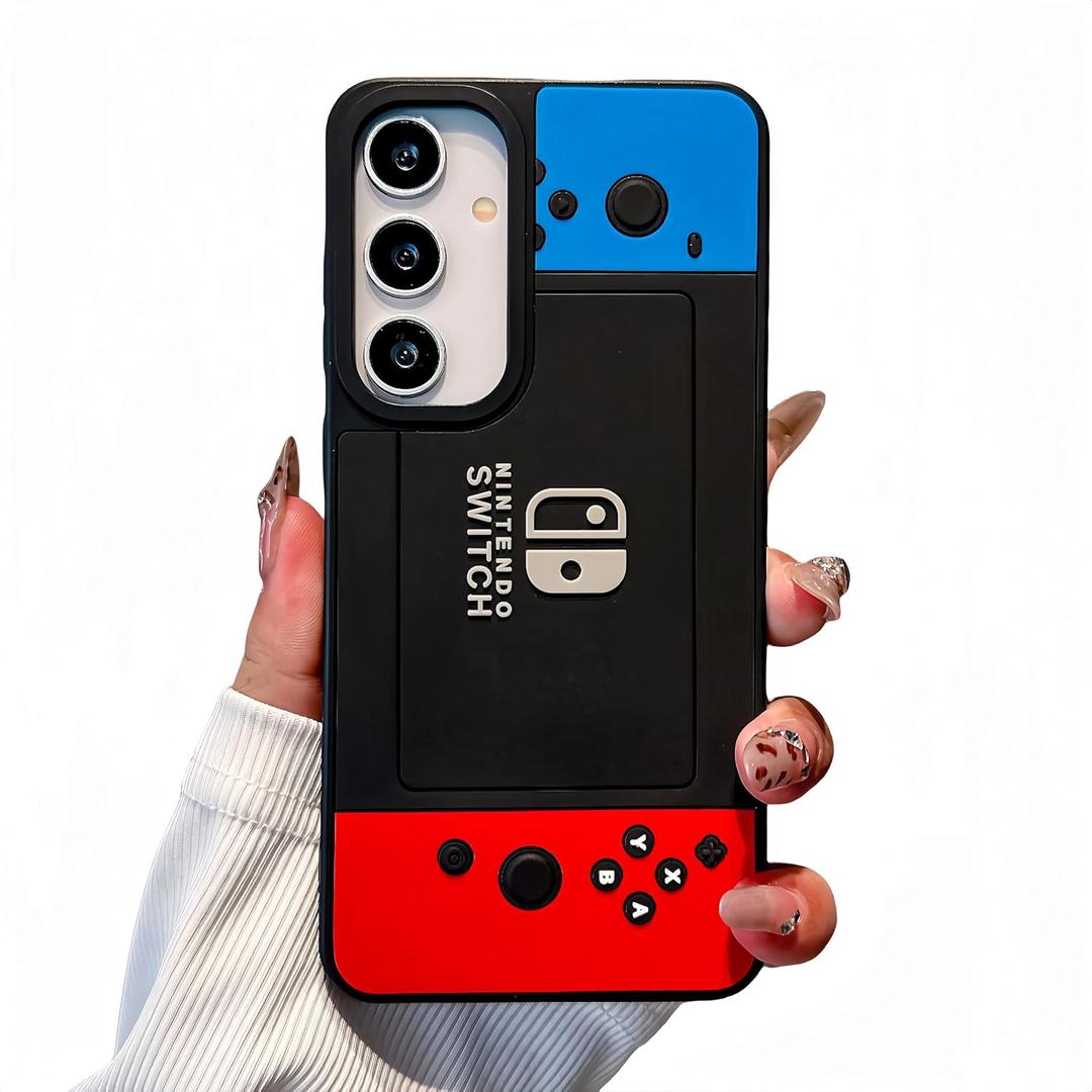 Compatible with Samsung Galaxy S23 Case for Boys Kids Men, 3D Cool Video Game Controller Button Type Personalized Full Body Full Camera Protection Protective Cover Soft Cute, Blue