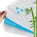 Mattress Topper Cover Protector King Size 3 Inch, 100% Waterproof Viscose Cooling Mattress Encasement Zippered with Adjustable Straps, Fit Memory Foam Mattress Topper