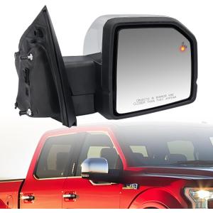FL3Z17682PB Right Side Power Mirror 18+4 Pin Chrome w/Memory Compatible with 2015-2018 Ford F-150; Folding/Turn Signal/Ground Light/Width Light/Blind Spot/Camera; Replaces FL3Z17682PA, FD188CR-S