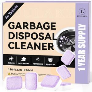 Garbage Disposal Cleaner Deodorizer Tablets - 24 Pack Powerful XL Sink Disposal Cleaner Foaming Tablet, Lavender Foam Garburator Disposer Freshener, Natural Kitchen Drain Cleaning Care, 1 Year Supply