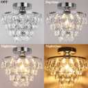 Luupyia Mini Crystal Chandelier Ceiling Light Small, Modern Crystal Ceiling Light for Hallway Fixtures Semi Flush Mount Silver Chandelier for Bedroom Hall Living Room Hallway
